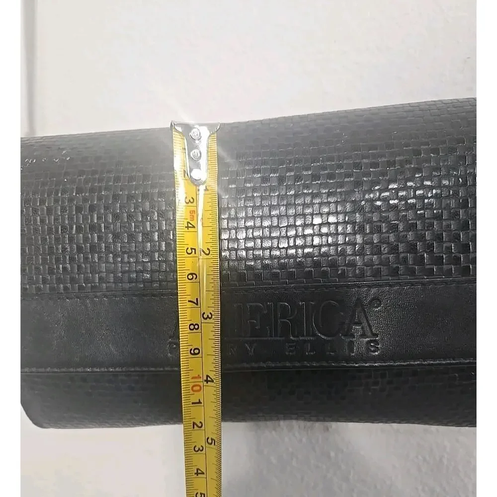 America Perry Ellis Black Textured Crossbody Shoulder Bag Clutch Vintage